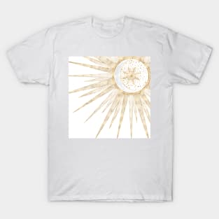 Elegant Gold Doodles Sun Moon Mandala Design T-Shirt